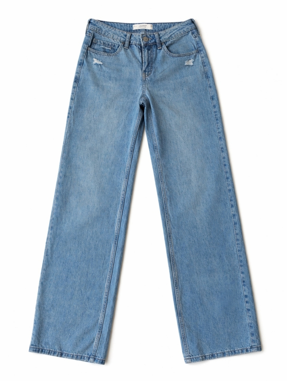 Hollister Low Rise Baggy Jeans 00 Short W24 Light Wash Wide Leg Distressed